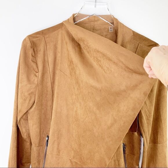Bagatelle Tan Faux Suede Draped Jacket M - Picture 5 of 15